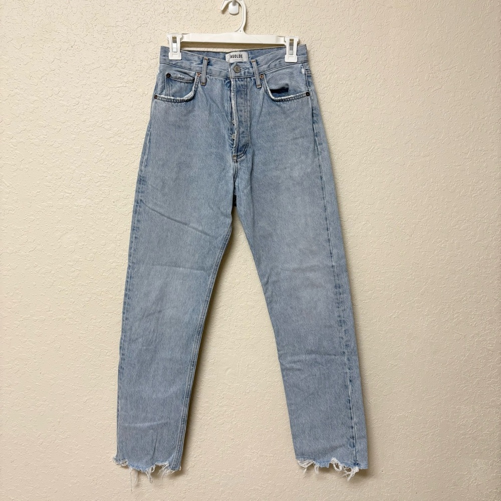 AGOLDE 90's Pinch High Rise Straight Jeans Size 25 Buttonfly Light Wash
